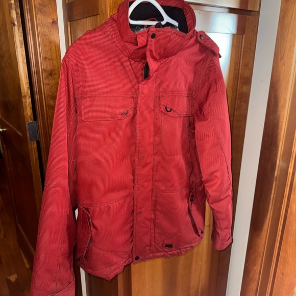 Men's Red Hooded Jacket - Picture 2 of 3